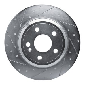 Mercedes-Benz GLE350 Brake Rotor (1) - Rear Left - R1 Concepts - Drilled & Slotted - Silver - `20-`25